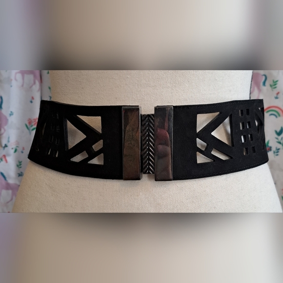 EUC Sass & Bide Black Genuine Suede Leather Goth Moto Indie Casual Belt 29in. - Picture 1 of 5